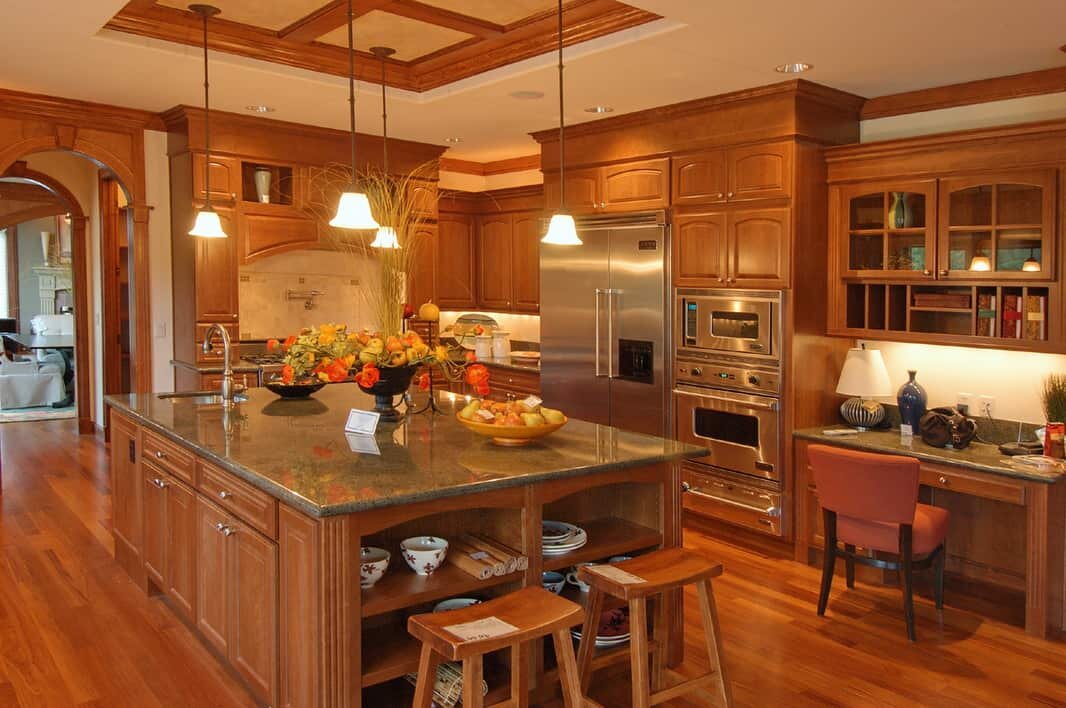 luxury kitchen with oak cabinet